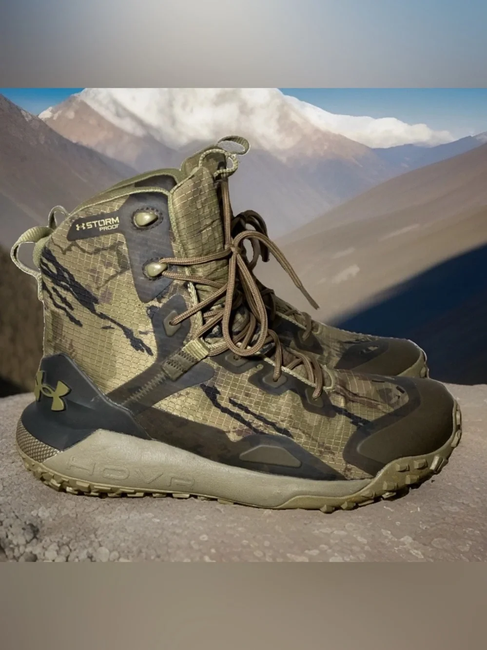 Under Armour Men’s Size 8 Tactical HOVR Waterproof Outdoor Storm Proof CAMO Boot